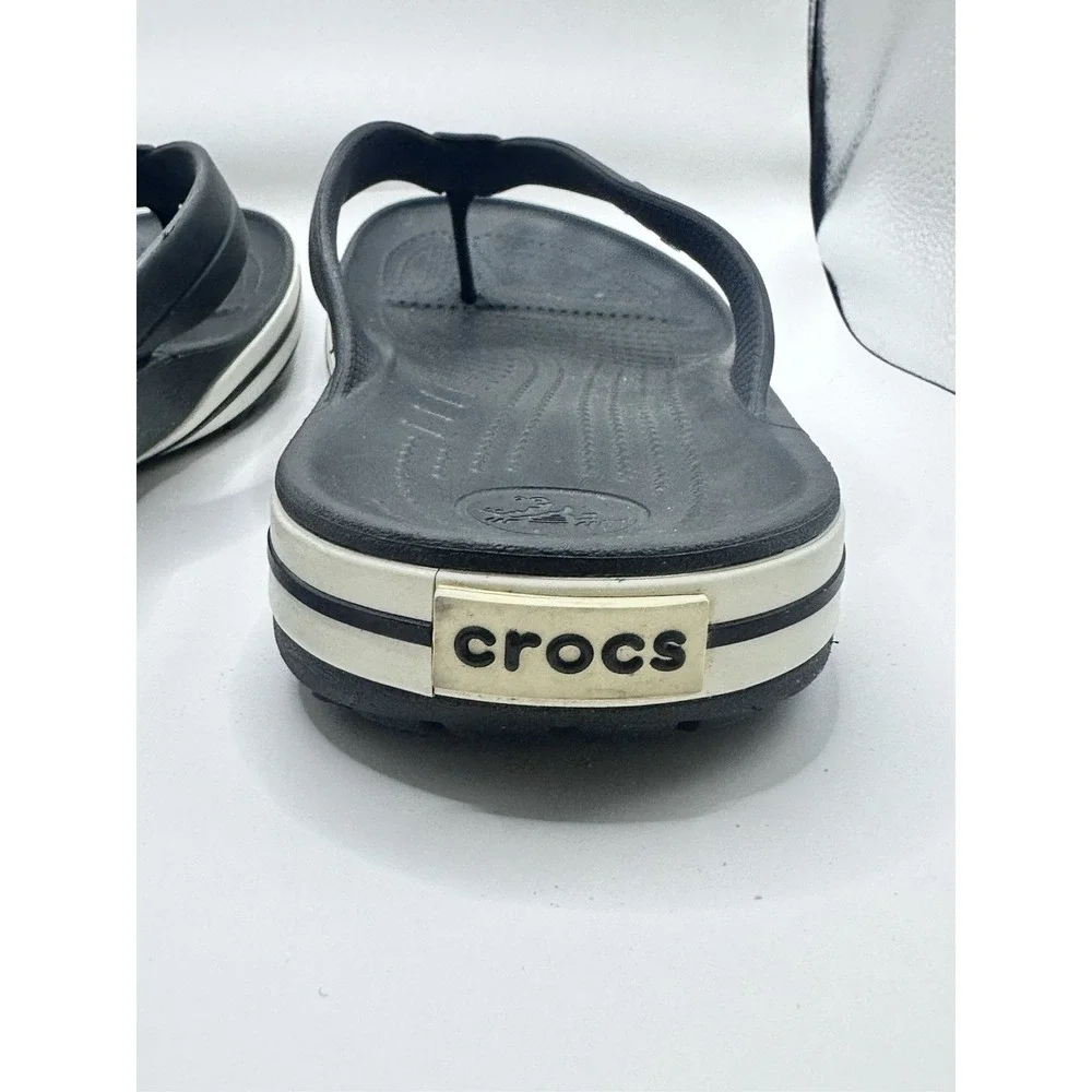 Crocs Flip Flip Mens 11‎ Slide On Blue White Summer Beach Boating Outdoor